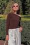 Brown Boat Neck Gathered Women's Body Sh225 - 3