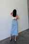 Women's Cotton Slit Long Baby Blue Denim Skirt - 5