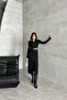 Women's Jeans Cotton Slit Long Black Denim Skirt - 3