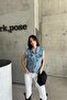 Women's Polo Collar Pocket Cotton Ice Blue Denim Vest - 5