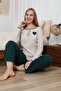 Embroidered Cotton Heart Detail Pajama Set
