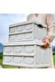AUTO FAMILY Foldable Plastic Storage Box, Wooden Cover 55L, White - 3
