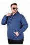 سويت شيرت رجالي أساسي مقاس كبير بغطاء للرأس 11700 INDIGO