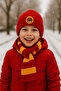 Children's Wool with Red Lion Figure - Beanie with Punch Detail - 2