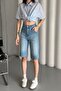 Women's Jeans Knee Length Midi Summer Loose Blue Denim Shorts