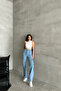 Women's Palazzo Ice Blue Denim Cargo Pocket Trousers - 4
