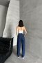 Women's Loose Wide Leg Baggy Fit Navy Jeans - 5
