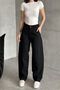 Women's Loose Wide Leg Baggy Fit Black Denim Trousers