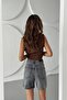 Women's Stoned Jeans Summer Smoked Tight Mini Denim Shorts - 7