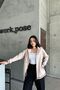Women's Hooded Jeans Garnished Relax Cream Sweatshirt - 3