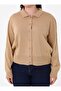 Plus Size Stone Detailed Knitwear Cardigan - Beige- - 5