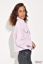 Women's Buttoned Short Polo Collar Pocket Lilac Denim Jacket - 3