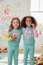 Girl's Colorful Tracksuit Set - Mint Green, Pink Yellow Sleeve 2-Piece Girl's Tracksuit Set