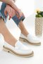 Velora Model White Skin Patent Leather Detailed Women's Loafer Casual Shoes Moccasin