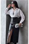 Faux Leather Slit Skirt