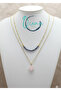 Special Design Original Sapphire Stone Gold Steel Chain Necklace Set with Heart - 5