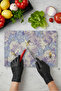 Violetgarden Glass Cutting Board – 25X35 cm |   Purple Floral Pattern |   Bee Design | Tempered Glass - 4