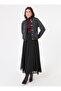 High Waist Side Zipper Chiffon Skirt - Black - - 2