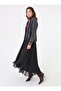High Waist Side Zipper Chiffon Skirt - Black -