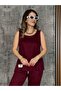 Women's Strappy Round Neck Viscose Two Thread Blouse and Sweatpants Double Set - 5