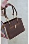 Women's Brown Color 4 Compartment Hand and Shoulder Bag - 6