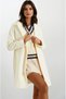 Women's Ecru Single Button Double Pocket Lined Stylish Cashmere Coat Hzl23W-Bd190851 - 3
