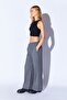 Polyviscose Woven - Lycra Gray Melange Palazzo Trousers with Front Clamps - MKS 669574 -01 - 2
