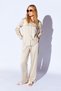 Beige Satin Palazzo Cut Women's Trousers with Elastic Waist |   Mks669594-01 - 4