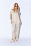 Beige Satin Palazzo Cut Women's Trousers with Elastic Waist |   Mks669594-01 - 3