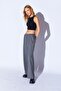 Polyviscose Woven - Lycra Gray Melange Palazzo Trousers with Front Clamps - MKS 669574 -01 - 7