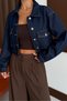 Navy Blue Short Denim Jacket - 3