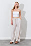 Elastic Waist Palazzo Modal Trousers - Beige |   Ek100661832 - 3