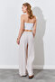 Elastic Waist Palazzo Modal Trousers - Beige |   Ek100661832 - 5