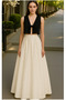 Women's Ecru Pocketless Pleated A-Line Evening Skirt
