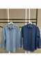 Women's Beaded Navy Blue Dark Denim Shirt