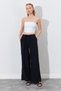 Elastic Waist Palazzo Modal Trousers - Black |   Ek100661832