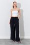 Elastic Waist Palazzo Modal Trousers - Black |   Ek100661832 - 2