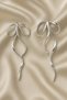 Silver Bow Metal Long Dangle Earrings
