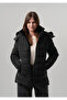 Women's Coat Detachable Hood Slit Detail Women's Puffer Coat & Jacket