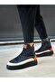 BA0811 High Black Sole Parachute Fabric Orange Faux Leather Detailed Mid-Ankle Sports Boot - 7