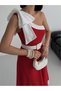 One Shoulder Belted Women's Midi Evening Dress Red Dress with Bow Detail Stylish Design - 9