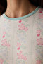Gardenya Cute Flowers Thermal Effect Crew Neck Long Sleeve Pajama Top - 3