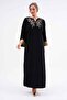 Women's Embroidered Plus Size Hijab Velvet Dress - 2