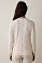 Gardenya Cute Flowers Thermal Effect Crew Neck Long Sleeve Pajama Top - 2