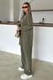 Premium Fabric Casual Sweat Pants Set with Metal Accessories Khaki 9372-Tk - 7