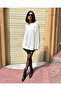 Women's White Oversize Crew Neck Knit Sweater - 2