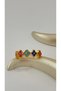 Women's Steel Multicolor Four Leaf Clover Ring - Spring Flowers Series Adjustable Shiny Gold - 3