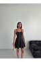 Thin Straps Backless Flounce Flared Graduation Dress Black - 3