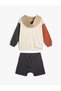 Hooded Zippered Sweatshirt and Shorts Set Cotton - 2