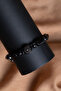 Certified Tourmaline-Hematite Natural Stone Macrame Adjustable Bracelet with Zircon Apparatus - 6
